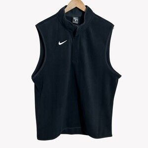 Nike Mens Therma-Fit Victory Fleece Coaches Vest L Black 1/4 Zip Mock Neck